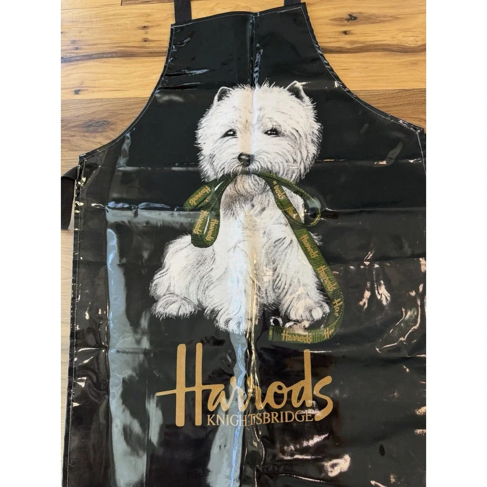 Harrods Knightsbridge Black PVC Apron w/ White West Highland Terrier Westie Dog